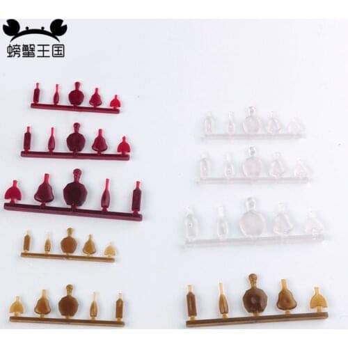10 sets 1/20 1/25 1/30 Scale Plastic crafts mini fake red wine bottle cup miniature decoration model DIY sand table material