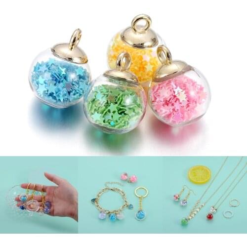 10Pcs/Lot Transparent Glass Ball Charms Star Sequins Pendants Decoration for DIY Earrings Necklace Jewelry Making Accessories