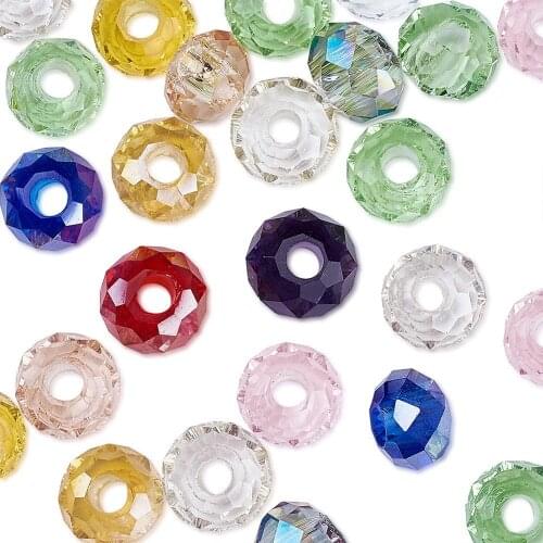 100pcs 8mm 10mm Faceted Rondelle Crystal Beads Large Hole Loose Spacer Glass Bead for Jewelry Making DIY Mixed Color Hole: 3mm