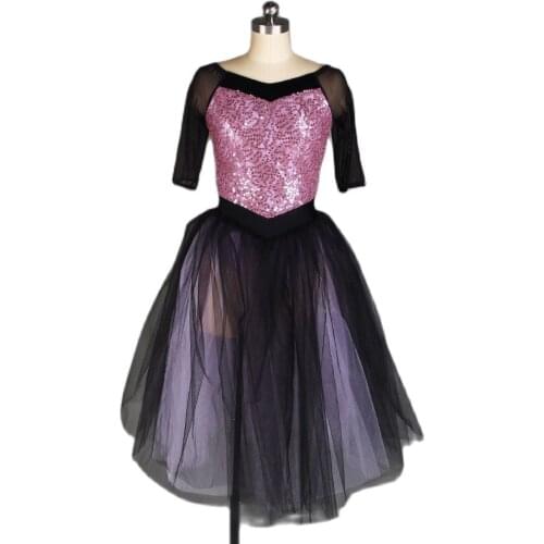 Mid Sleeve Romantic Tutu Skirts Ballet Leotard Dress Sequin Lace Dance Costume Women and Children Performance Costumes 20535