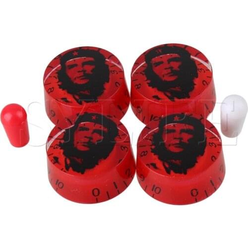 4 x Red Electric Guitar Speed Volume Tone Control Knobs Black Person Head