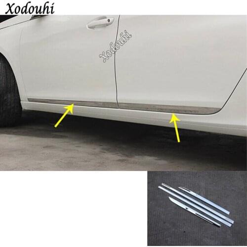 For Peugeot 408 2014 2015 2016 2017 2018 Car Styling Cover Detector Stainless Steel Side Door Body Trim Stick Strip Molding 4pcs