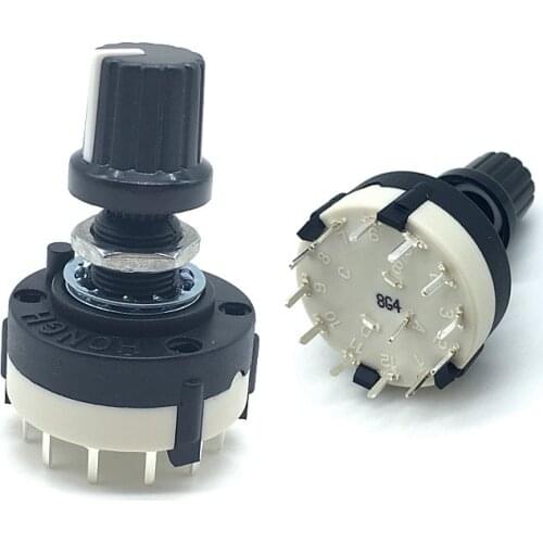 5pcs RS26 1 Pole 12 Position Selectable Band Rotary Channel Selector Switch Handle length 20MM with knob