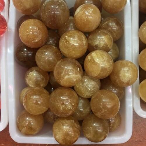 60mm natural yellow calcite crystal decorative ball