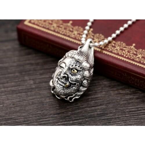925 sterling Silver Buddha & demon Mens pendant jewelry (without chain) A2818