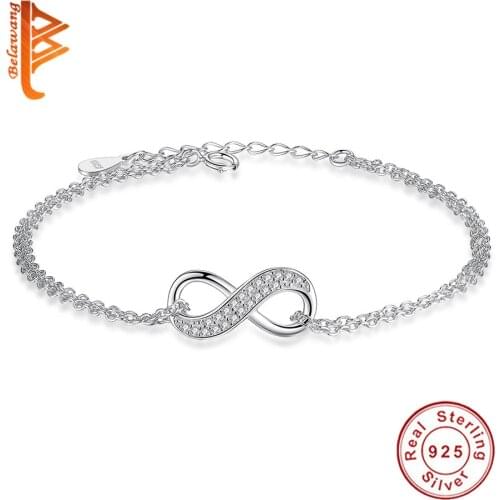Wholesale 5PCS 100% 925 Sterling Silver Bracelet Infinity Charm Bracelet for Women Authentic Silver Jewelry Gift