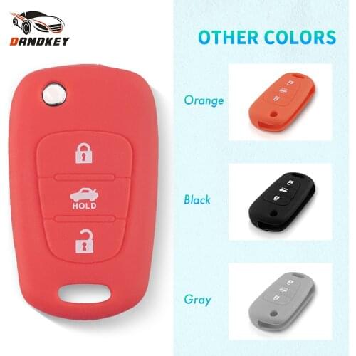 Dandkey 3 BTN Folding Flip Remote Silicone Car Key Cover Case For Kia RIO K2 K5 Sportage For Hyundai i20 i30 i35 iX20 Solaris