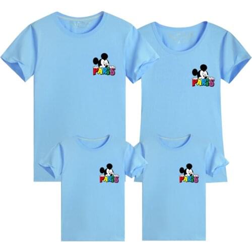 Disney Cartoon Mickey Mouse Print Dad Mom Baby T-Shirt Clothing For Family Matching Outfits Clothes Summer Children Tshirt Tops