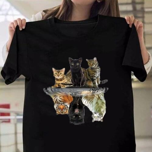 Women`s Funny Animal Cat/Tiger Print Basic T-shirt Cute T Shirts for Women and Girls Summer Short Sleeve Graphic Tee