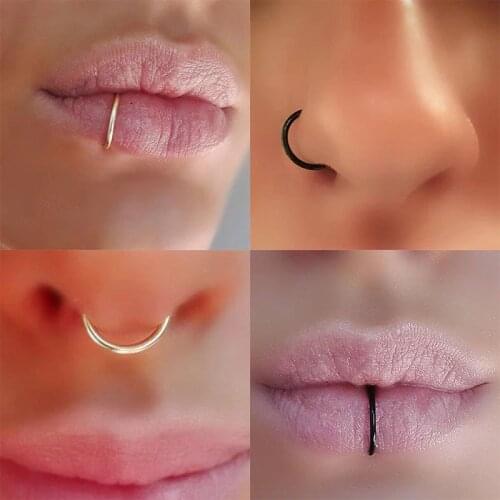 60pcs/lot 10mm 12mm Mix Colors Seamless Circle Nose Rings Piercing Hoop Septum Nose Ring Sexy Ear Piercing Body Jewelry