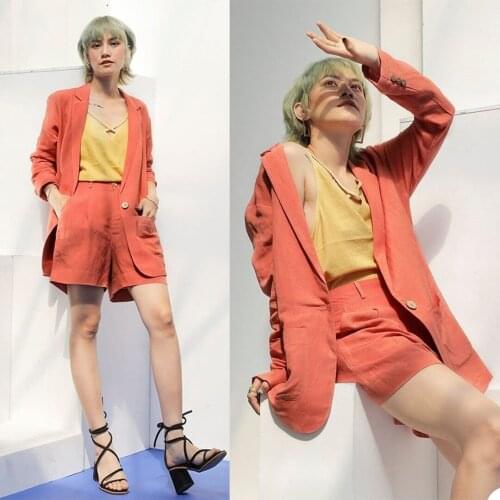 Summer Orange Mother Of The Birde Suits Office Lady Work Shorts Set Evening Party Prom Blazer Wedding Tuxedos Wear Outfits