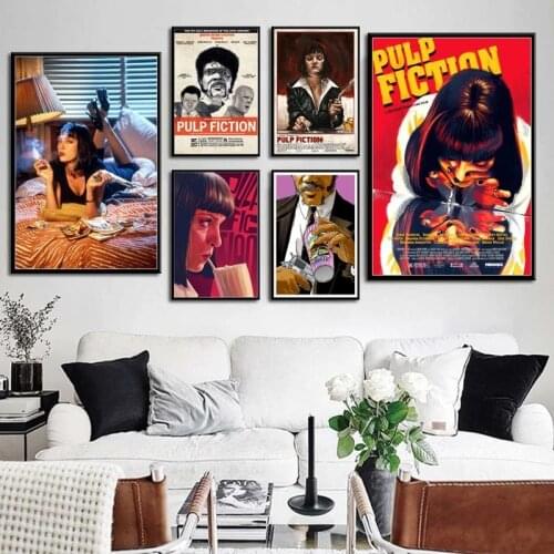 Pulp Fiction Classic Movie Quentin Tarantino Vintage Art Painting Canvas Art Vintage Classic Poster Wall Home Decor