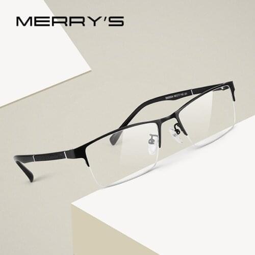 MERRYS DESIGN Men Titanium Alloy Glasses Frames Prescription Eyeglasses Business Style Optical Frame TR90 Legs S2224