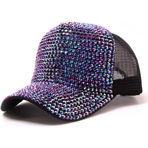 Brave person High Quality Peaked cap Men women rhinestone baseball cap with diamond mesh breathable point drill Hip Hop hat A526