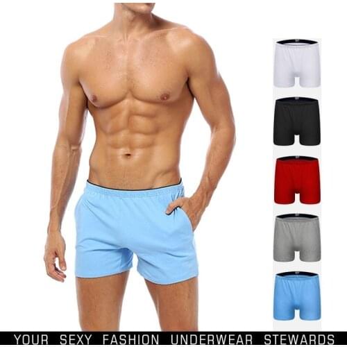 Fashion Simple Mens casual indoor pyjama trousers male pajama pants Men Elastic Waist Pockets Shorts Men Summer beach shorts