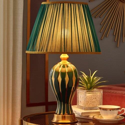 American Ceramic Table Lamp Bedroom Bedside Lamp Simple Modern Living Room Sofa Corner Table Lamp Nordic Home Study Table Lamp
