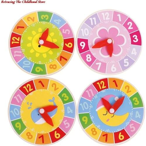 New Children Wooden Colorful Clock Toys for Kids Early Preschool Teaching Aids