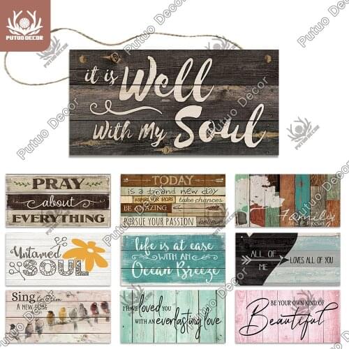 Putuo Decor Proverb Signs Funny Wooden Hanging Plaque Decorative Plaque for Beach Home Bedroom Living Room Study Wall Decor