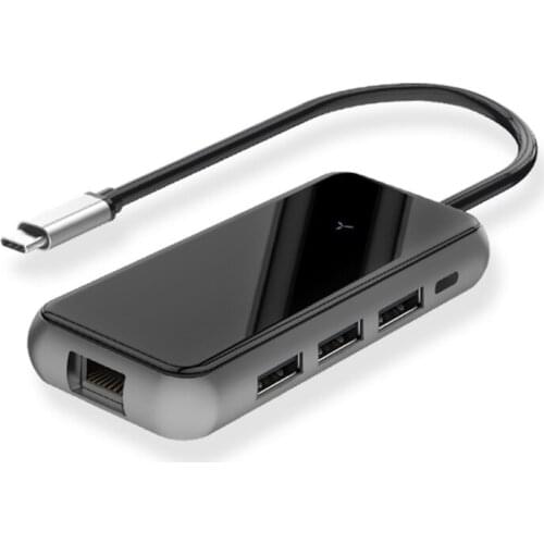 Multi-Ports Type C HUB Splitter 8in 1 HDMI-Compatible to USB3.0 5Gbps Gigabit Net Docking Station PD SD Fast Charging