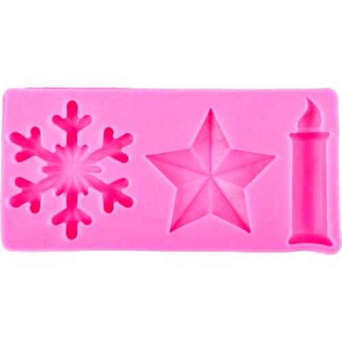 Christmas snowflake star candle Craft Relief Chocolate confectionery Silicone Mold Fondant Cake Kitchen Decorating Tools FT-1088