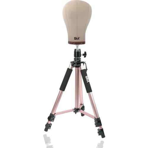 Rose Tripod Training Doll Head Wig Manikin Canvas Block Head Stand Aluminium Alloy Round And Mannequin Head