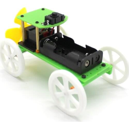 DIY Wind Power Vehicle Car U Design Hand-on Science Experiments Model Kit Gadget Education Toys for Children Best