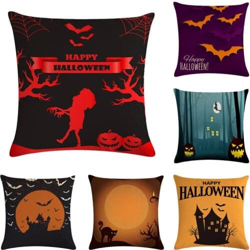 Happy Halloween Pillow Cases Linen Classic Gothic Dark Style Sofa Pumpkin witch Cushion Cover Comfortable Linen Home Decor
