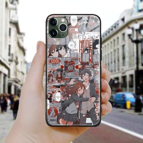 Horimiya anime aesthetic fanart Silicone Glass Phone Case Cover Shell For iPhone SE 6 6s 7 8 Plus X XR XS 11 12 Mini Pro Max