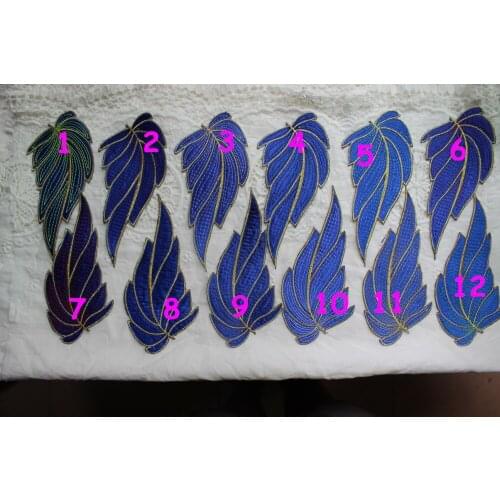 Mix All Colors Colored Fabric appliqued embroidered leaf floral RoyalBlue 16-18cm