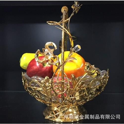 Wedding Basket European style diamond lace metal glass snack dry fruit snack fruit plate Hotel KTV luxury accessories