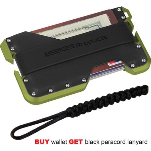 ZEEKER Aluminum Front Pocket Minimalist Card Holder Slim Leather Wallet RFID Blocking -Green Metal
