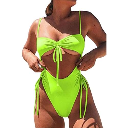 Womens Swimsuit Sexy Bikinis 2021 Woman Monokini Bodysuit Women Swimwear Push Up Bandage Padded One Piece Cut Out Bathing Suit