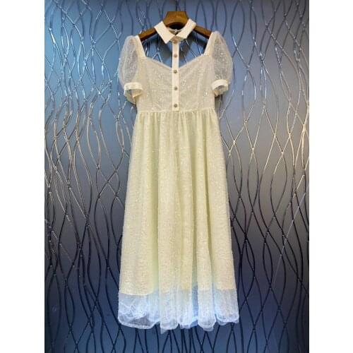 Sequined Long Dress 2021 Autumn Party Evening Women Turn-down Collar Allover Sequined Embroidery Lux Long Maxi Dress Festival