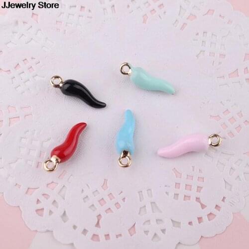 10pcs/lot Fashion Red/Blue/Pink/Black Chili Horn Charm Talisman DIY Jewelry Making Craft Lucky Pendant