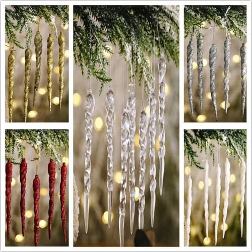 Xmas Tree Hanging Ornament 10pcs 13cm Christmas Simulation Ice Pendant Christmas New Year Gifts Decoration Navidad Home Decor