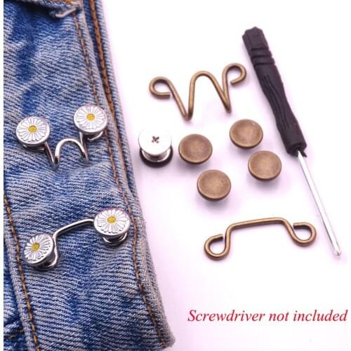 25/32mm Small Daisy Metal Garment Hooks Jeans Waist Adjusting Buckle Removable Rivet Button DIY Invisible Adjust Button Dropship
