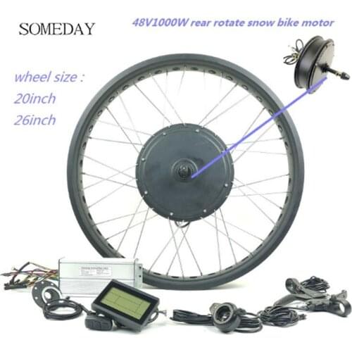48V 1000W fat ebike snow ebike electric bicycle conversion kit 20inch 26inch wheel rear rotate hub motor LCD3 display