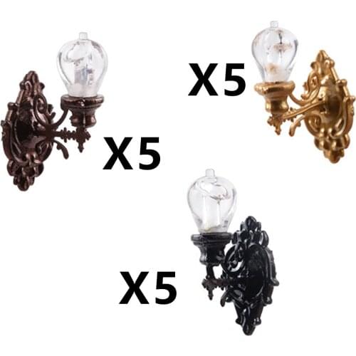 5pcs Diorama 1/87 Wall Light Lamp Sand Table Courtyard Model Train Scenery
