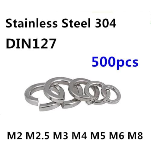 500pcs/lot DIN127 M2/M2.5/M3/M4/M5/M6/M8 Spring Washer Stainless Steel Washer