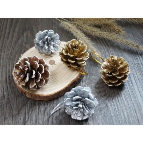 9pcs Christmas Decoration Pine Cones New Year Holiday Party Decoration Supply Christmas Tree Ornament Home Decor