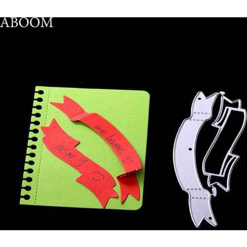 ABOOM New 11.4*4.3cm Custom Lace Ribbon Banner Cutting Die Metal Scrapbooking Embossing Stencil Craft For DIY Paper Cards Making