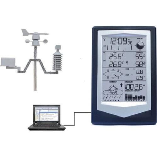 Wireless weather instrument / indoor and outdoor temperature and humidity / rain gauge / wind speed measurement / solar charging