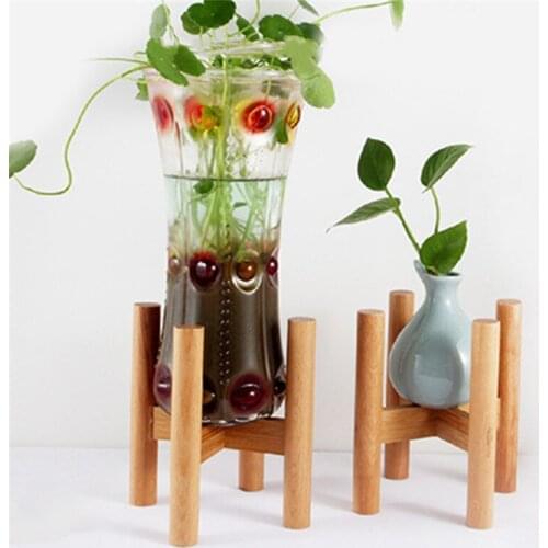 Wood Color Durable Detachable Wooden Flower Pot Stand Freestanding Bonsai Bracket Home Garden Indoor Display Plant Shelf