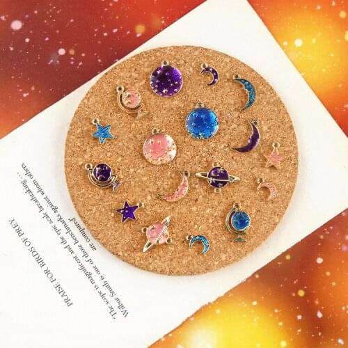 DIY Handmade Jewelry Accessories Eardrop Charms Alloy Drop Oil Stars Pendant Earrings Material 8pcs