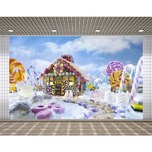 Lyavshi background for photography gingerbread house christmas candy canes sweets backdrop photo studio photocall