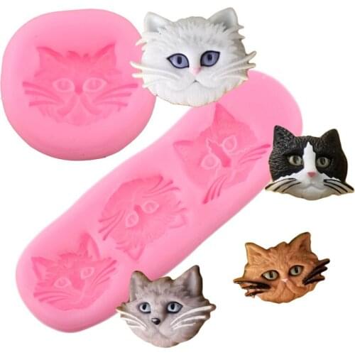 Cartoon Cat Head Silicone Mold Chocolate ​Making Mould Cupcake Topper Resin Clay Candy Molds Fondant Cake Decorating Tools