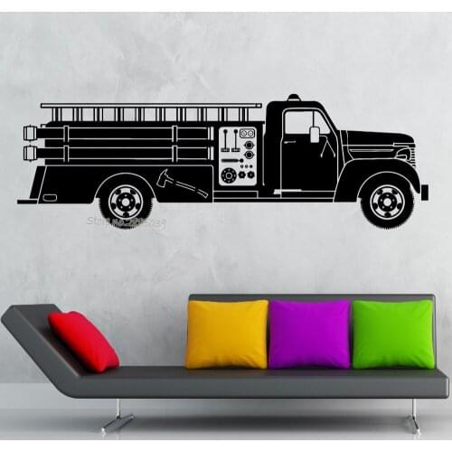 Art Poster Wall Sticker Vinyl Decal Fire Truck Rescuers for Kids Room Nursery Wall Decals Sofa Background Decor New Mural LA585