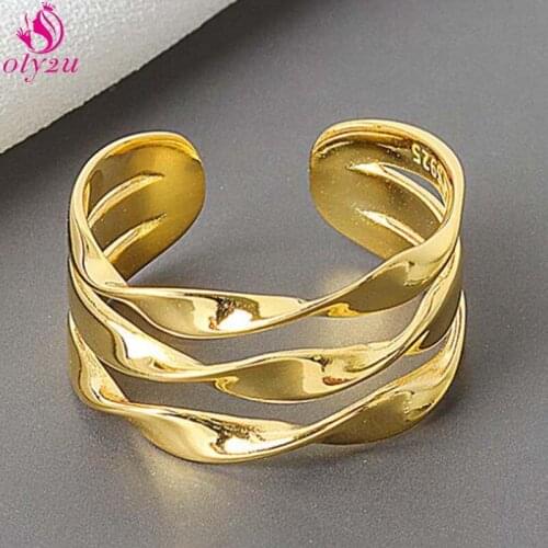 Gothpunk Classic High Jewelry Engagement Gold Spiral 3-Line Wedding Rings Women Mens Rings Bijoux Femme бижутерия кольцо кольца