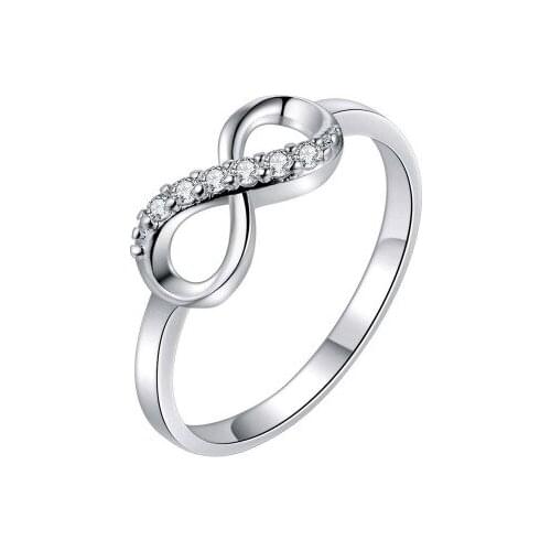 Korean fashion inverted 8-word rhinestone alloy ring luxury temperament wild simple ring