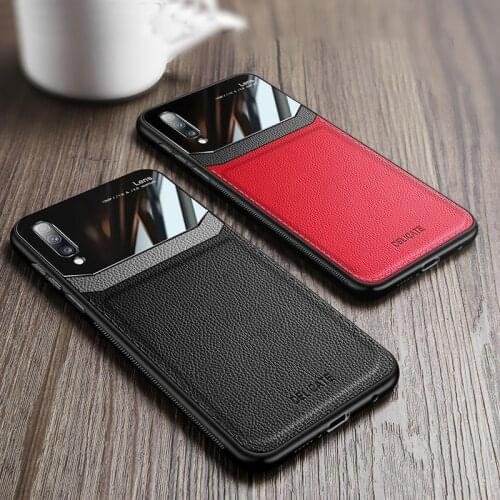 Leather Case for Samsung Galaxy A50 A51 A30S A20 A70 A71 A7 2018 Mirror Glass Phone Back Cover For Samsung Note 10 Plus S10 9 8